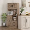Aghana Digitals Farmhouse Kitchen Hutch Cabinet with Barn Doors, Adjustable Shelves, Easy-Glide - 2 of 4