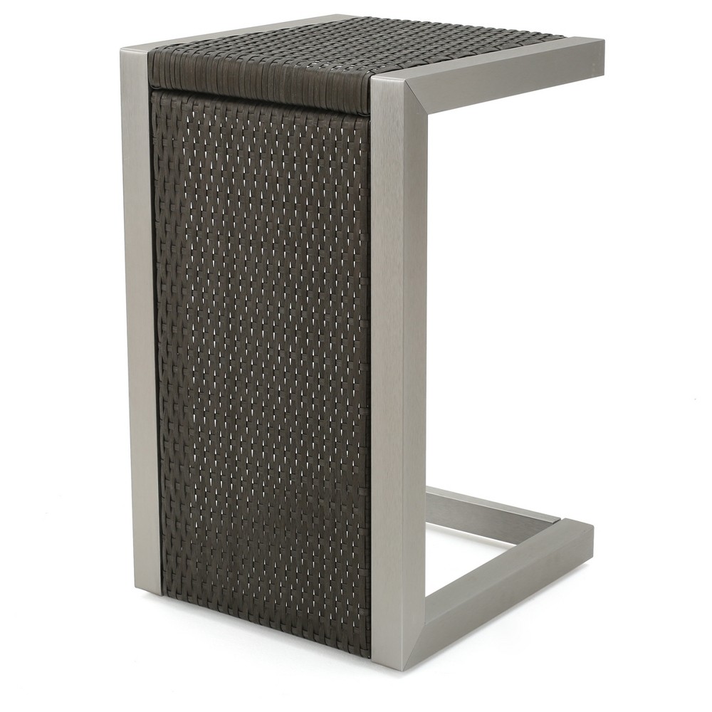 Photos - Garden Furniture Cape Coral Square Wicker Side Table - Gray - Christopher Knight Home