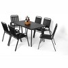 ELJGET 7 Piece Outdoor Dining Table Set for 6, Metal Dining Table with 6 Plastic Chairs for Patio, Deck, Yard - 3 of 4