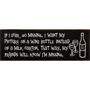 Slickblue Missing Picture on Wine Bottle Sign, 3.5x10 Solid Pine Rustic Wood Plaque, Multiple Colors - 1 of 3