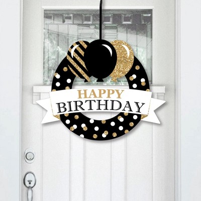 Big Dot of Happiness Adult Happy Birthday - Gold - Outdoor Birthday Party Decor - Front Door Wreath