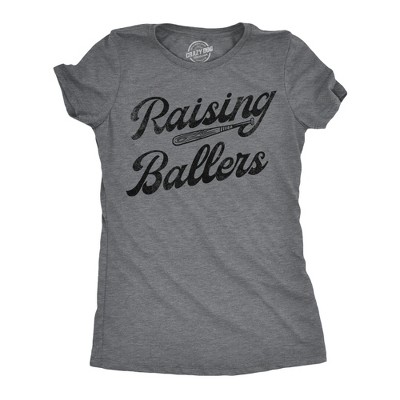 Womens Funny T Shirts Raising Ballers Sarcastic Baseball Graphic Tee For Ladies - Crazy Dog Women's T Shirt