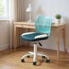 HomeRoots Aqua Teal Blue and White Adjustable Height Swivel Rolling Office Chair - 2 of 4