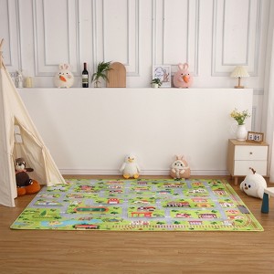 COZONY Kids Car Rug Game Play Area Rug Non Slip Super Soft Car Road Traffic City Map Play Rug Nursery Play Mat for Kids Bedroom Nursery Playroom - 1 of 4