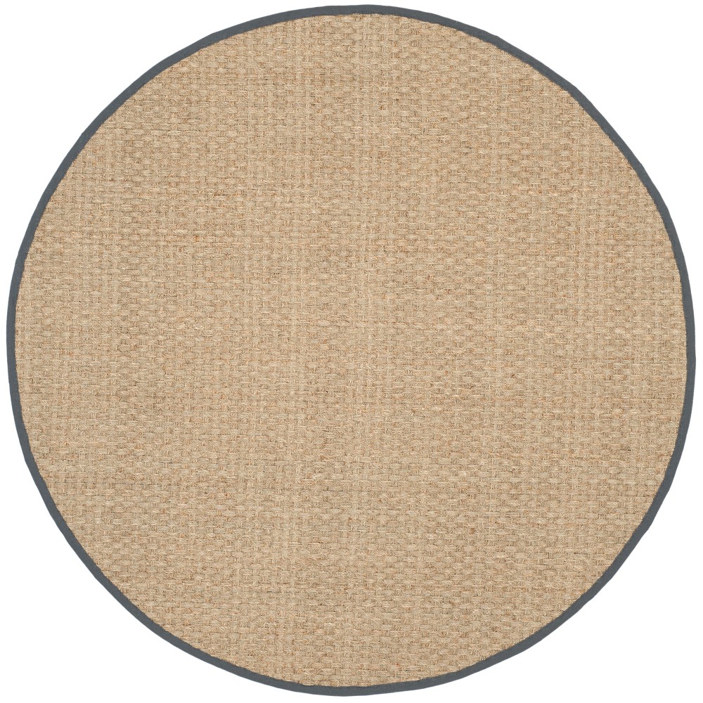 10' Round Solid Loomed Round Area Rug Natural/Dark Gray - Safavieh