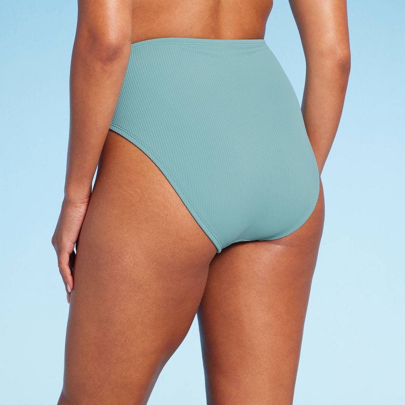 Women's High Waist High Leg Ribbed Medium Coverage Bikini Bottom - Shade & Shore™, 6 of 9