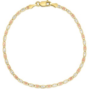 Floreo 10k Tri-Color Gold 2mm Valentino Link Chain Bracelet or Anklet - 1 of 4