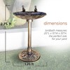 Alpine 13 Inches Diameter by 30 Inches Tall Outdoor Vintage Plastic Bird Bath with 2 Bird Figurines Yard Statue for Outdoor Settings, Bronze - 2 of 4
