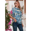 I AM A FASHION JUNKY Beige Abstract Floral Print Frilled Neck Puff Sleeve Blouse - 3 of 4