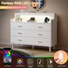 WOWLIVE 6 Drawer Dresser with 2-Tier Open Shelf, Wooden Dresser with Power Outlet & LED Lights, Chest of Drawers Dresser for Bedroom - 4 of 4