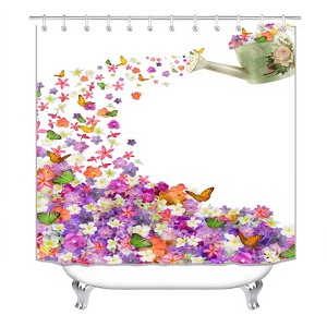Butterflies Narcissus Flowers Shower Curtains for Bathroom Waterproof Fabric Bath Curtain Durable Soft Stylish Bathroom Decor 72x72 Inch - 1 of 1