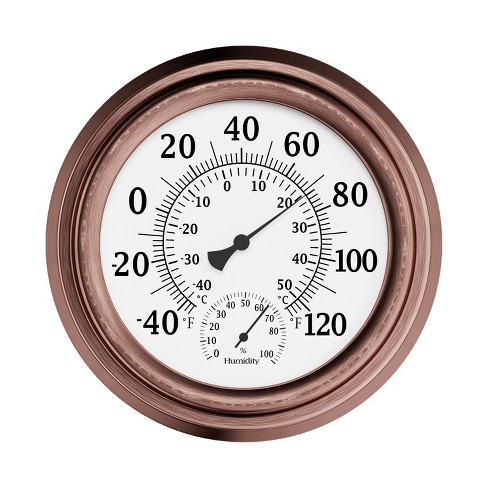 Wall Thermometer - 8-Inch Decorative Indoor/Outdoor Temperature and  Hygrometer Gauge - For Home, Patio, Porch, or Sunroom by Nature Spring  (Bronze)