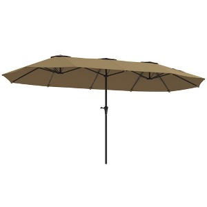 Aghana Digitals 13ft Double-Sided Patio Umbrella with Crank Lift, UPF30+ Polyester Fabric, Vents & - 1 of 4