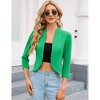 Clearlove Womens Cropped Blazer Casual Business 3/4 Sleeve Collarless Open Front Cardigan Work Jacket Shrug - 3 of 4