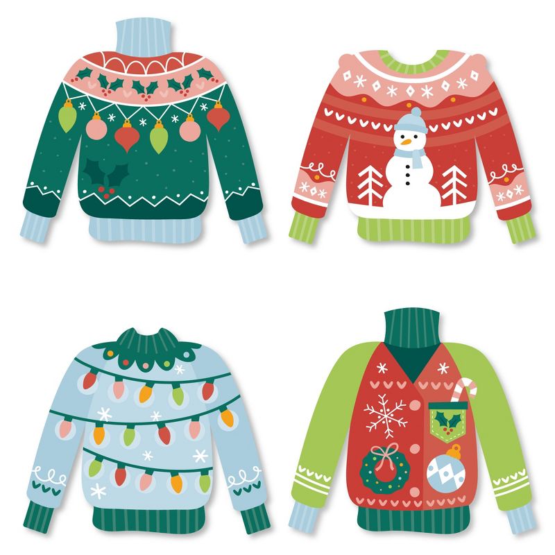 Big Dot of Happiness Colorful Christmas Sweaters - DIY Shaped Ugly Sweater Holiday Party Cut-Outs - 24 Count, 1 of 8