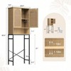 Rattan Toilet Storage Cabinet Over the Rack Wood Cabinet with Metal Stand Bathroom Organizer Adjustable Shelf Tall Freestanding - 2 of 4