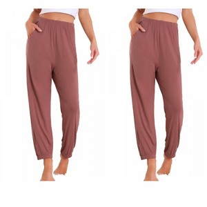 INSPIRE CHIC Women 2 Pcs Pajama Pants Soft Comfy Ankle Length Elastic Waistband With Pocket - 1 of 4