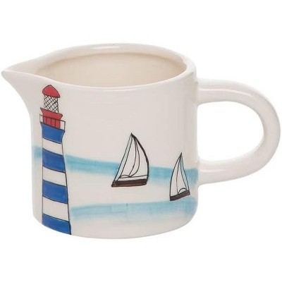 Beachcombers Lighthouse Beach Creamer Cup Ceramic Container Dinnerware For Home Kitchen Coastal Nautical Beach Marine 3.5 X 3.5 X 2.8