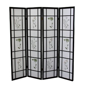 SpassWay 70"H Artisan Woven Wood Folding Screen Multi Panel Room Divider for Natural Privacy and Organic Style (Black/Cherry) - 1 of 4