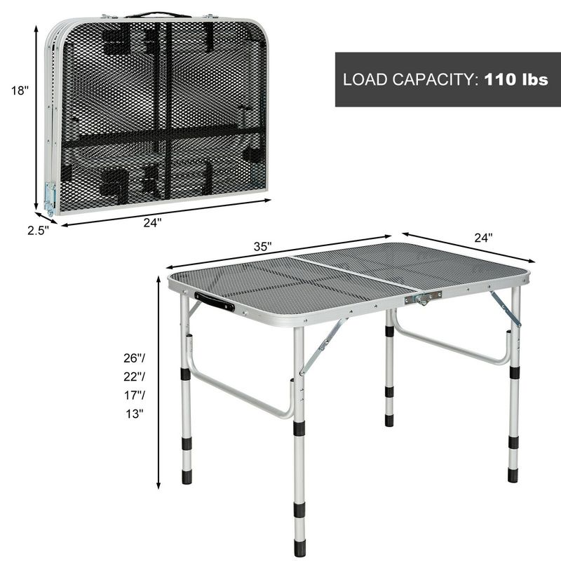 Costway Folding Grill Table for Camping Lightweight Aluminum Metal Grill Stand Table, 2 of 11
