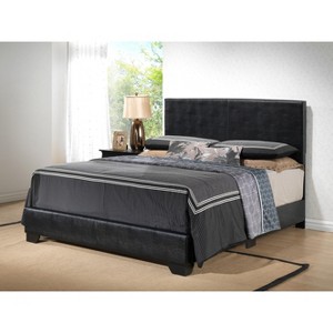 TiramisuBest Sleek Black PU Full Bed: 47Hx57Wx81D, Comfortable, Sturdy, Quick Assembly - 1 of 4