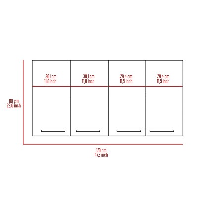 White Engineered Wood Four-Door Wall Cabinet with Shelves