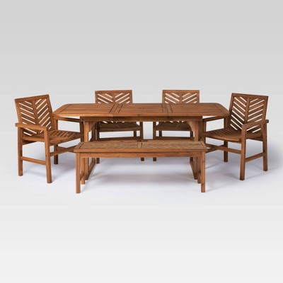 6pc Extendable Outdoor Patio Dining Set Brown - Saracina Home