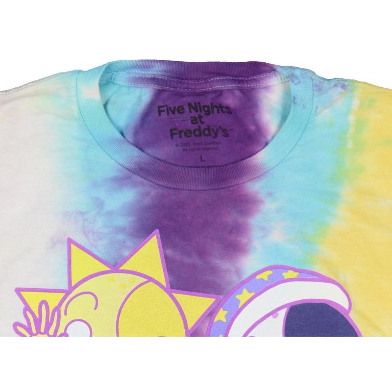 Five Nights at Freddy's Men's Sun And Moon Tie-Dyed Graphic Print T-Shirt Adult, 3 of 5