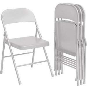 Folding Chairs 4 Pack, Sturdy metal frame supports up to 350 lbs£¬ Portable folding chairs ideal for dining, living, office, and outdoor events. - 1 of 4