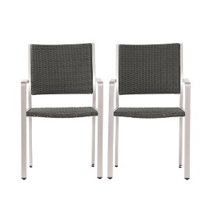 Ridstar 2-Piece Outdoor Rattan Dining Chair Set with Aluminum Frame for Patio-Gray - 1 of 4