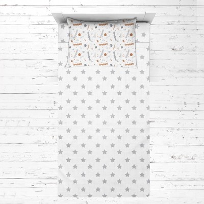 Bacati - Football Sports Brown Gray Muslin 3 pc Toddler Bed Sheet Set