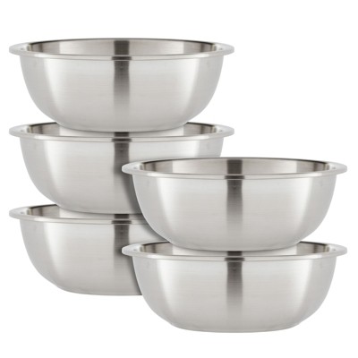 Okuna Outpost 1.5 Qt Stainless Steel Mixing Bowls for Kitchen, Baking, Cooking Prep, 5 Piece Set