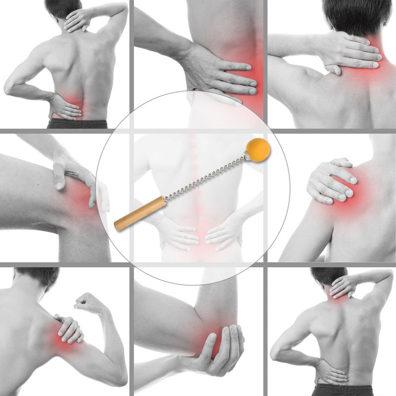 Unique Bargains Single Trigger Point Neck Shoulder Muscle Pain Ease Wood Spring TPR Handheld Neck Massager Orange 1 Pcs, 2 of 7