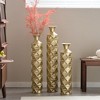 Zeus & Ruta Gold Distressed Metal Vases Set of 3 - 33.5"/29.5"/25.2"H, Decorative Centerpieces with 3D Triangle Pattern - 4 of 4