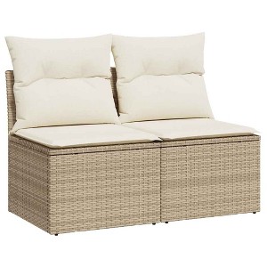 vidaXL Garden Sofa Set Beige Poly Rattan Compact UV-resistant materials - 1 of 4