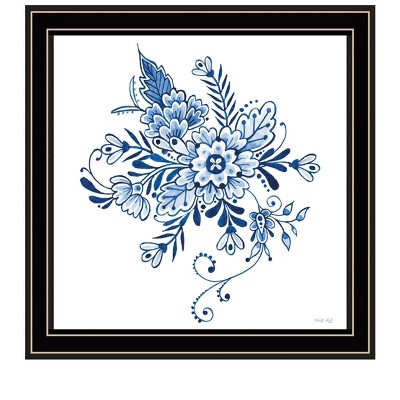 HomeRoots Floral Calligraphy Sketches Black Framed Print Wall Art