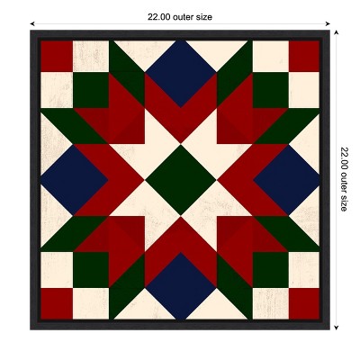 Christmas Barn Quilt IV Red Green and White Canvas Print