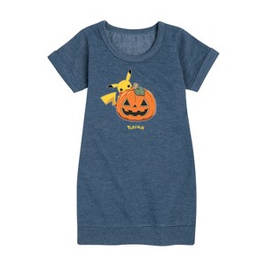 Girls' - Pokémon - Pikachu Pumpkin Graphic Short Sleeve Fleece Dress - 1 of 4