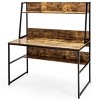 Tangkula Mufti-Functional Computer Desk PC Workstation with Open Bookcase Natural/ Rustic Brown/ Coffee - 4 of 4