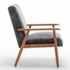 Vynxaria Classic Mid-Century Modern Arm Chair with Solid Wood Arms & Leather-Look Upholstery - 2 of 4
