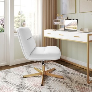 Merrick Lane Mid-Back Height-Adjustable Stationary Armless Swivel Office Chair - Padded Upholstered Wide Back and Seat, Strong Frame - 1 of 4