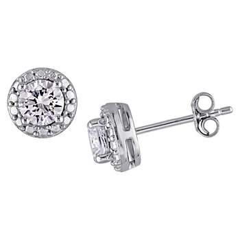 1.28 CT. T.W. Created White Sapphire Halo Stud Earrings in Sterling Silver