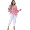 Agnes Orinda Women's Plus Size Pleated Ruffle 3/4 Sleeves Pintuck V Neck Floral Blouses - 3 of 4
