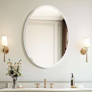 20x28 Inch Oval Frameless Bathroom Mirror, Beveled Edge for Over Sink and Vanity Placement - 1 of 4