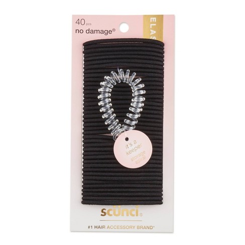 Scunci No Damage Elastic Ponytail Holder Hair Ties with Storage Ring,  Neutral Colors, 18 Ct 