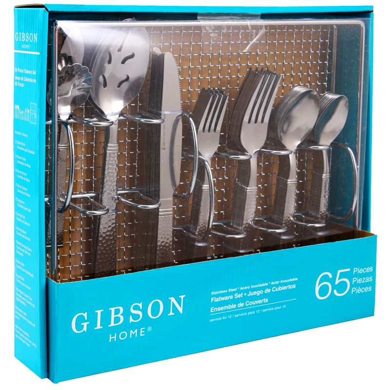 Gibson Home Prato 65 Piece Flatware Set Trumble Finish with Wire Caddy, 3 of 5