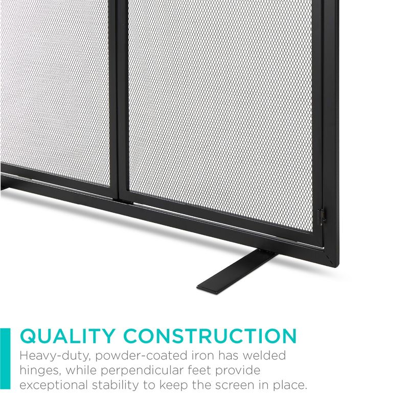 Best Choice Products 38.5x31in 2-Door Fireplace Screen, Handcrafted Wrought Iron Spark Guard w/ Magnetic Doors, 5 of 8