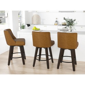 Dyonery Single Swivel Bar Stool with Back & Footrest, 26 Inch Counter Height Barstool for Kitchen Island - 1 of 4