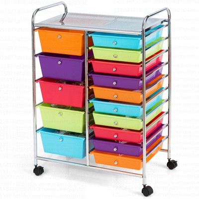 15 Drawer Rolling Storage Cart Tools Scrapbook Cosmetics Paper Organizer shops