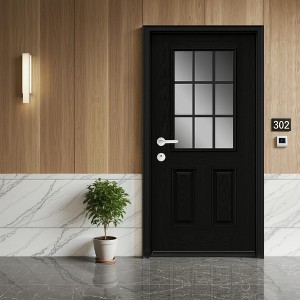 Wooakway 36"W × 80"H 9-Lite 2-Panel Exterior Frosted Glass Prehung Front Entry Door Primed Interior Fiberglass Entrance Door - 1 of 4